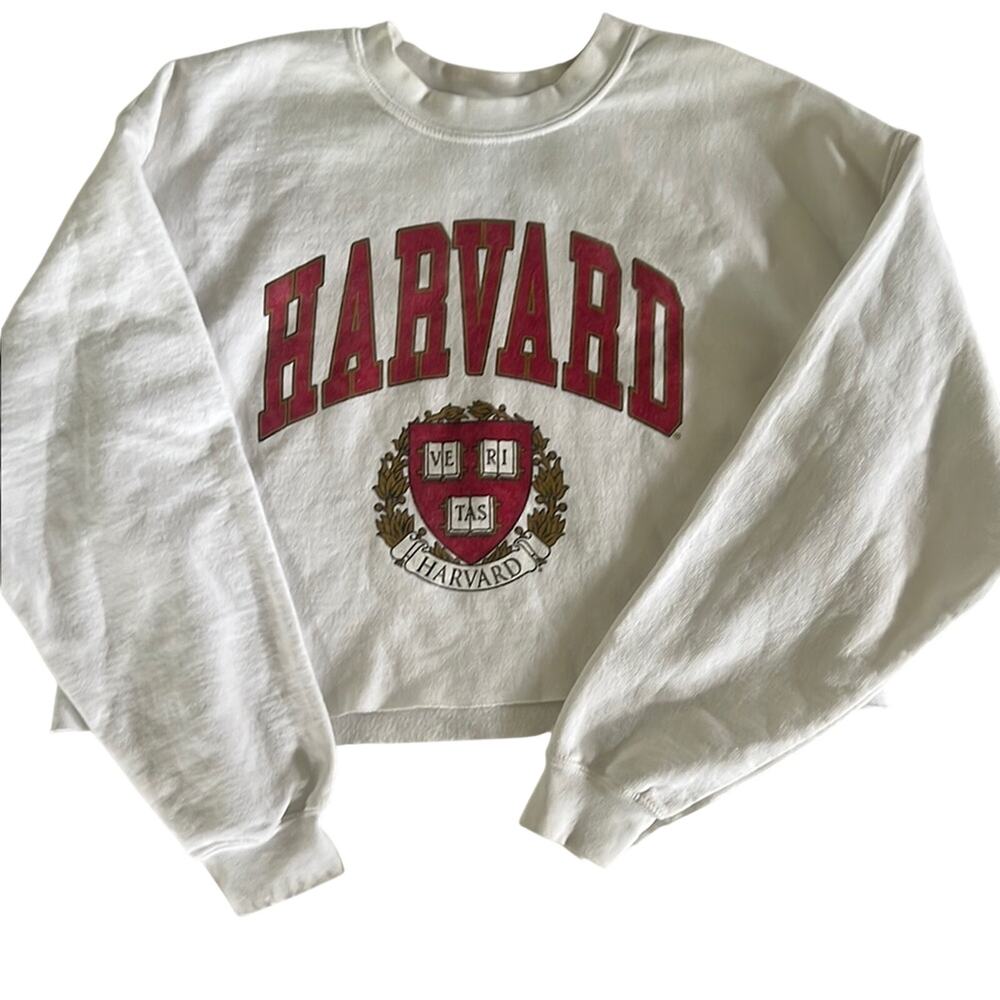Harvard University large logo cropped long sleeve sweatshirt Size Large